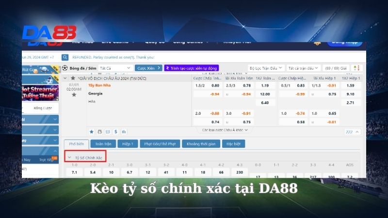 Kèo tỉ số chính xác là gì? Những thông tin về kèo tỉ số chính xác DA88